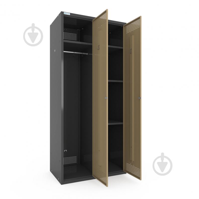 Шкаф для одежды (локеры) Меткас двойная 400/2-2U,1800х800х500 мм, стенки 9005RAL(антрацит), фасады 1001RAL(бежевый) - фото 1