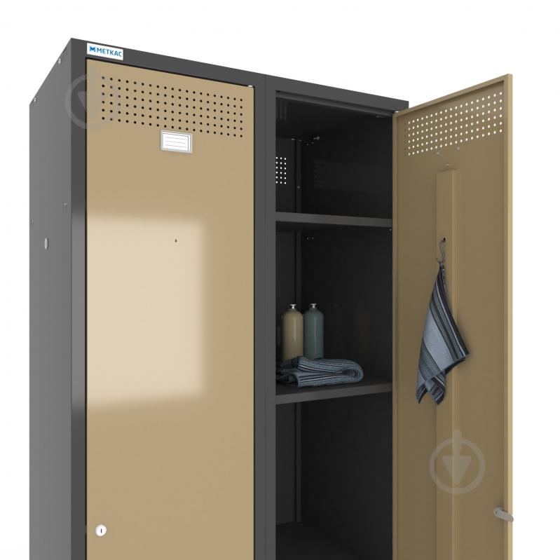 Шкаф для одежды (локеры) Меткас двойная 400/2-2U,1800х800х500 мм, стенки 9005RAL(антрацит), фасады 1001RAL(бежевый) - фото 3