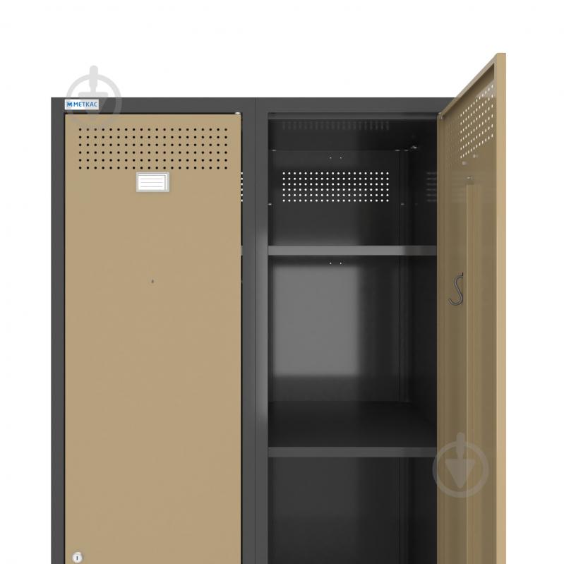 Шкаф для одежды (локеры) Меткас двойная 400/2-2U,1800х800х500 мм, стенки 9005RAL(антрацит), фасады 1001RAL(бежевый) - фото 2