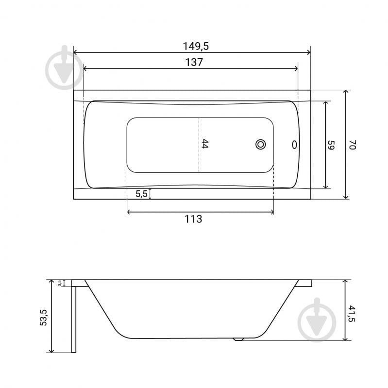 Ванна акрилова Helmken Luna Y40G817089 149,5х70 см комплект 3 в 1 - фото 2 Ванна акрилова Helmken Luna Y40G817089 149,5х70 см комплект 3 в 1 - фото 2
