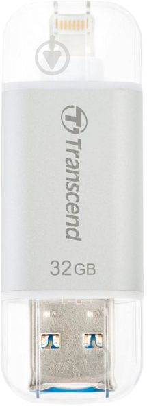 Флеш-пам'ять USB Transcend 32 ГБ LightningUSB 3.1 grey (TS32GJDG300S) - фото 1