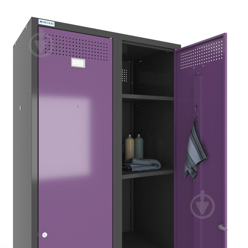 Шкаф для одежды (локеры) Меткас двойная 400/2-2U,1800х800х500 мм, стенки 9005RAL(антрацит), фасады 4005RAL(сиреневый) - фото 3 Шкаф для одежды (локеры) Меткас двойная 400/2-2U,1800х800х500 мм, стенки 9005RAL(антрацит), фасады 4005RAL(сиреневый) - фото 3
