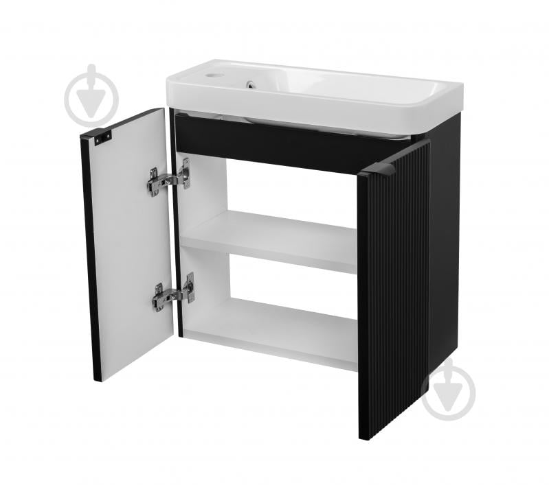 Тумба подвесная Aqua Rodos FROST MINI (BLACK-MATT-PVC) с умывальником BAR MINI L 50 см - фото 2 Тумба подвесная Aqua Rodos FROST MINI (BLACK-MATT-PVC) с умывальником BAR MINI L 50 см - фото 2