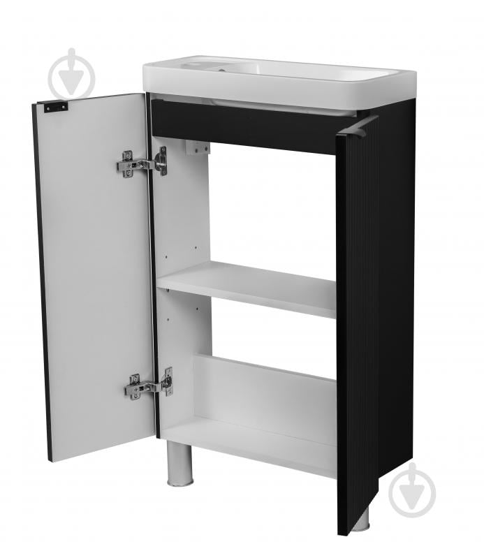 Тумба напольная Aqua Rodos FROST MINI (BLACK-MATT-PVC) с умывальником BAR MINI L 50 см - фото 3 Тумба напольная Aqua Rodos FROST MINI (BLACK-MATT-PVC) с умывальником BAR MINI L 50 см - фото 3