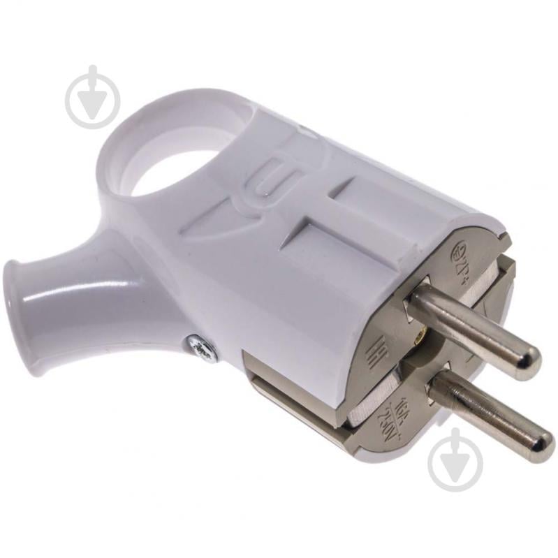 Вилка кабельна кутова Quantum QM-9P16 із заземленням 220В 16А IP20 ABS-пластик білий - фото 1