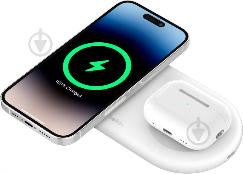 Беспроводное зарядное устройство Belkin 2в1 15Вт Pad Qi2 White - фото 3 Беспроводное зарядное устройство Belkin 2в1 15Вт Pad Qi2 White - фото 3