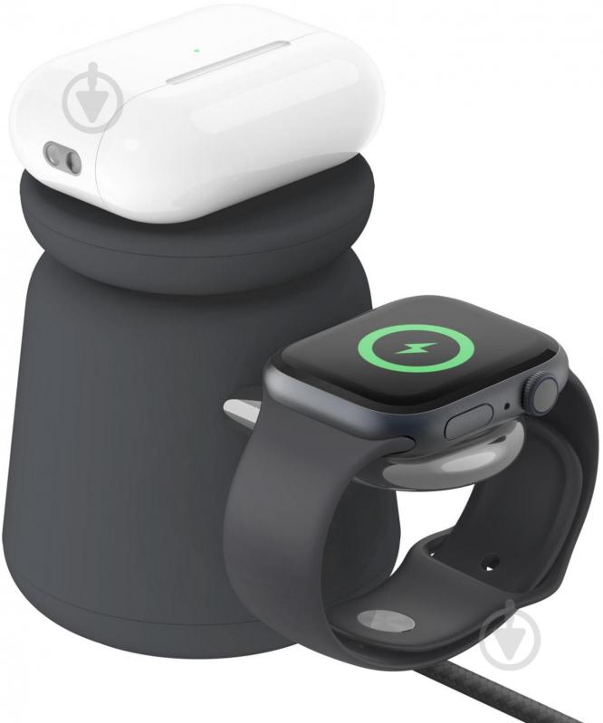 Беспроводное зарядное устройство Belkin 2в1 MagSafe iPhone/Watch/AirPods Charcoal Mass - фото 2 Беспроводное зарядное устройство Belkin 2в1 MagSafe iPhone/Watch/AirPods Charcoal Mass - фото 2