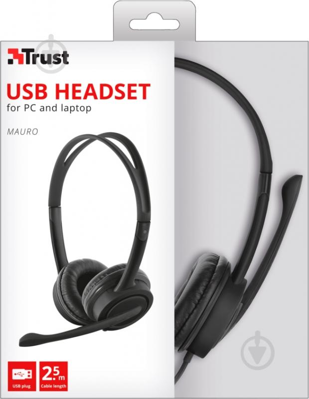 Гарнитура Trust Mauro USB Headset (17591) black (17591) - фото 6