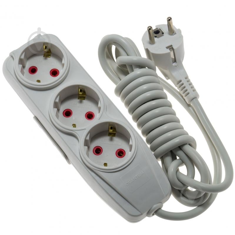 Удлинитель Quantum серия Bestline с заземлением 3 гн. белый 3 м QM-KP-00313 - фото 1 Удлинитель Quantum серия Bestline с заземлением 3 гн. белый 3 м QM-KP-00313 - фото 1