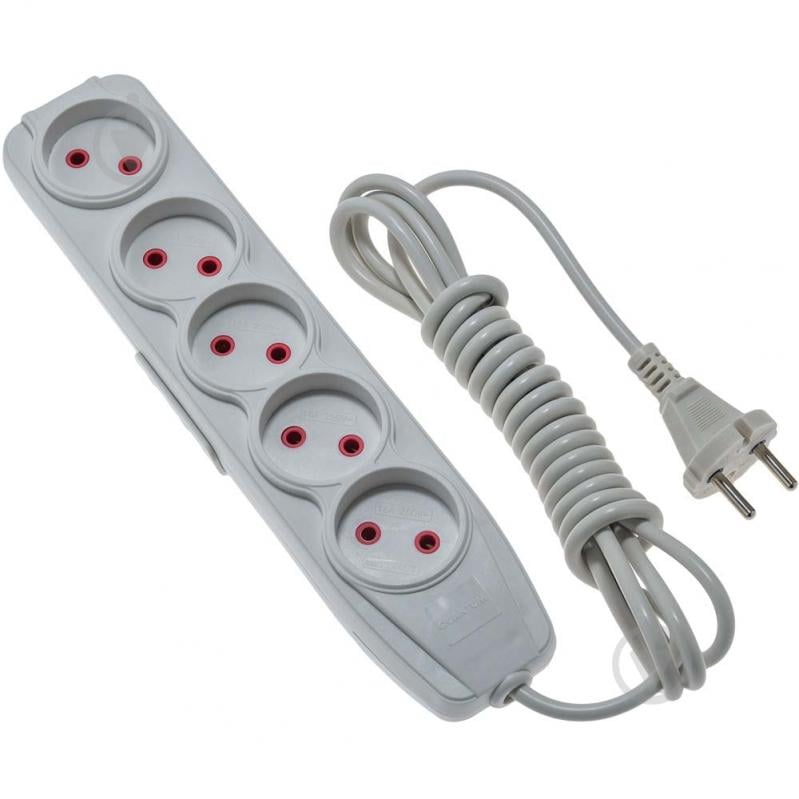 Удлинитель бытовой Quantum серия Bestline без заземления 5 гн. белый 5 м QM-KP-00505 - фото 1