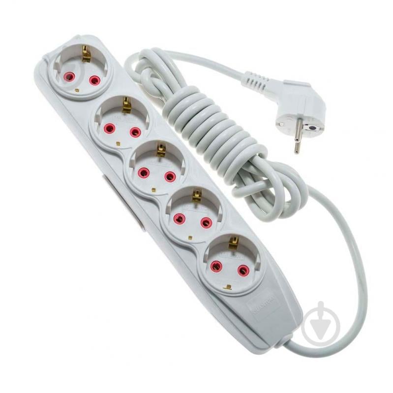 Удлинитель бытовой Quantum серия Bestline с заземлением 5 гн. белый 3 м QM-KP-00513 - фото 1 Удлинитель бытовой Quantum серия Bestline с заземлением 5 гн. белый 3 м QM-KP-00513 - фото 1