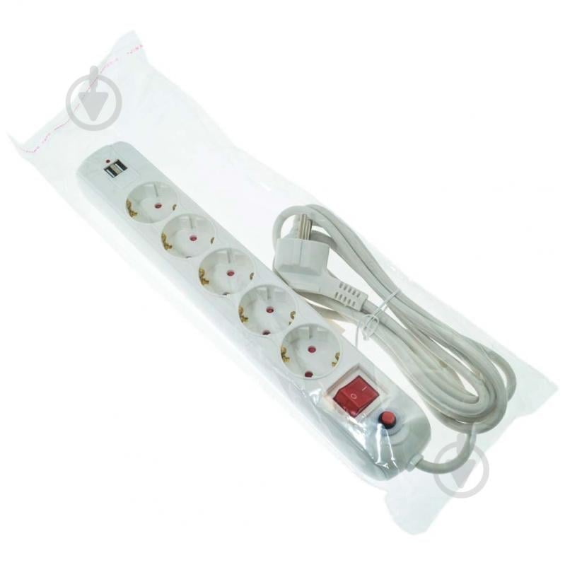 Фильтр-удлинитель Quantum с выключателем, 2-USB, защита CP/SP с заземлением 5 гн. белый 3 м QM-9F50303 - фото 6