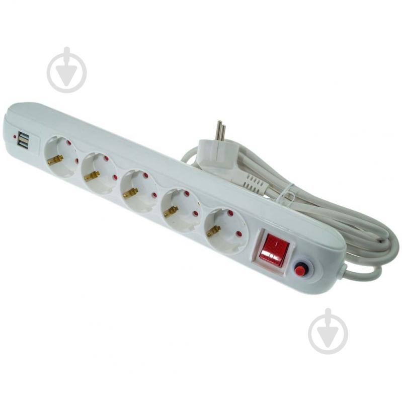 Фильтр-удлинитель Quantum с выключателем, 2-USB, защита CP/SP с заземлением 5 гн. белый 3 м QM-9F50303 - фото 4