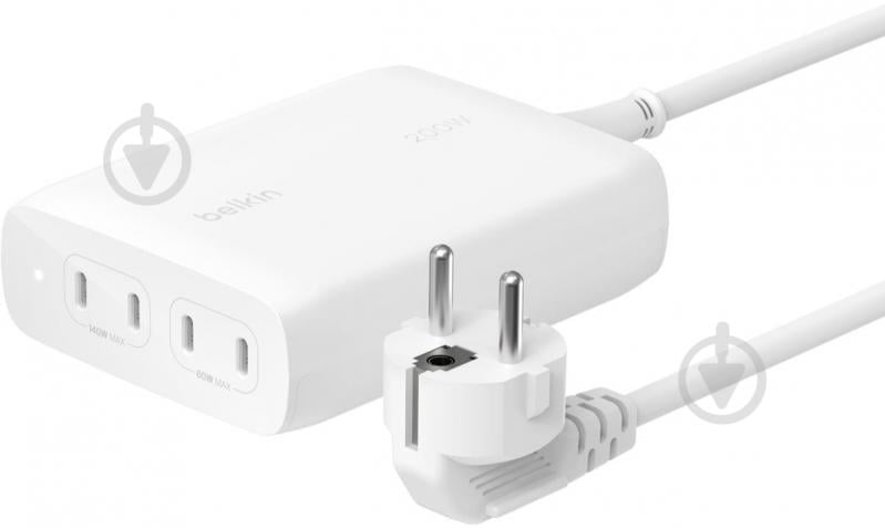 Сетевое зарядное устройство Belkin 200 Вт 4хUSB-С GAN PD PPS White - фото 1 Сетевое зарядное устройство Belkin 200 Вт 4хUSB-С GAN PD PPS White - фото 1