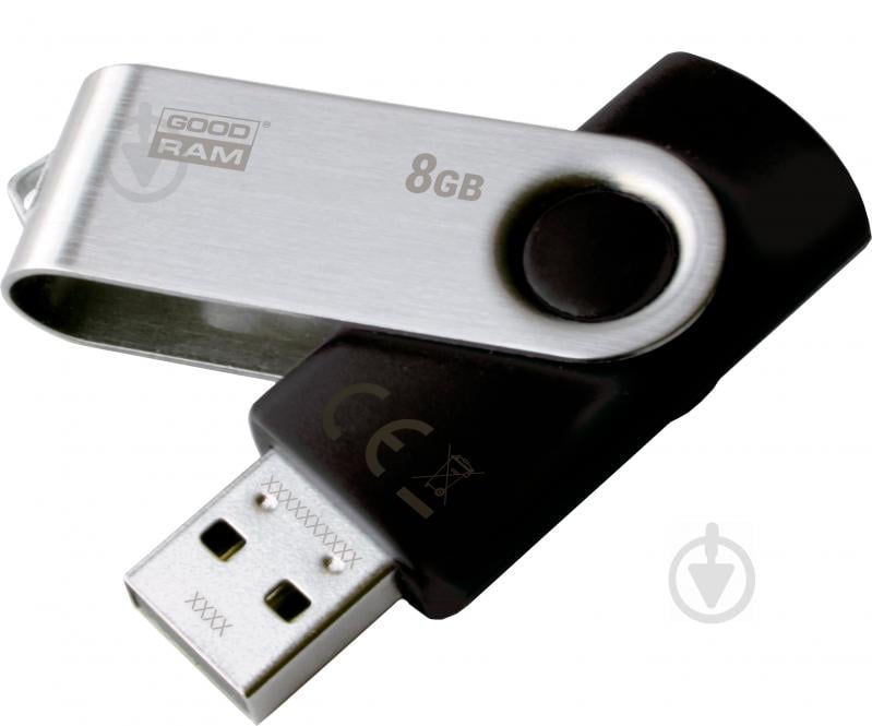 Флеш-пам'ять USB Goodram UTS2 Twister 8 ГБ USB 2.0 black/silver (UTS2-0080K0R11) - фото 1