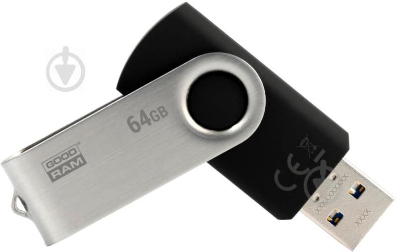 Флеш-пам'ять USB Goodram UTS2 Twister 64 ГБ USB 2.0 black/silver (UTS2-0640K0R11) - фото 1