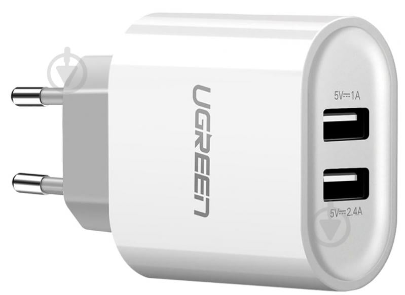 Сетевое зарядное устройство UGREEN CD104 Dual USB Wall Charger 3.4A White (20384) - фото 1