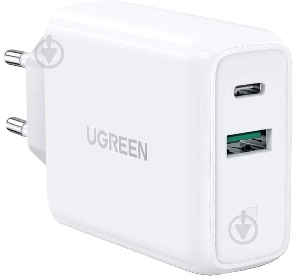 Мережевий зарядний пристрій UGREEN CD170 USB+USB Type-C Wall Charger 36W 3A White (60468) - фото 1