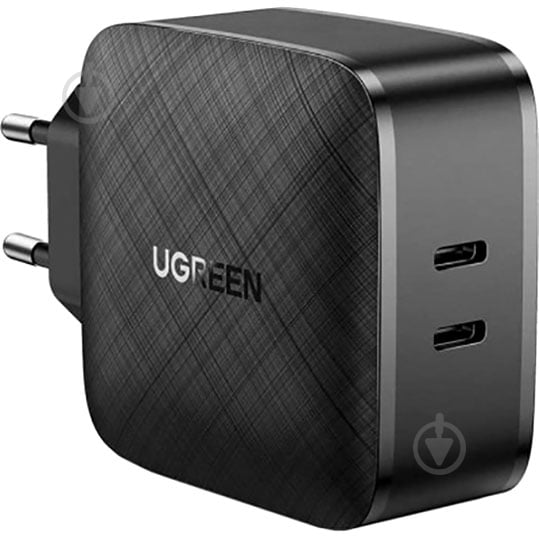 Мережевий зарядний пристрій UGREEN CD216 2xUSB Type-C Fast Charger PD QC4.0 66W 3A Black (70867) - фото 1