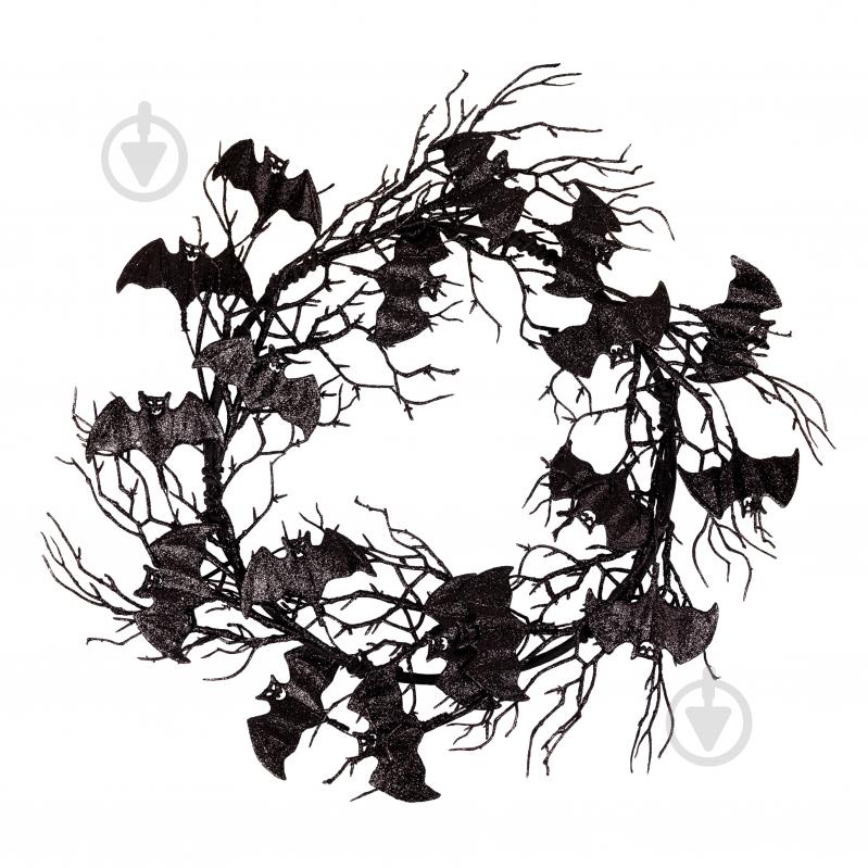 Вінок декоративний YES! Fun Хелловін Кажани d-51 см чорний - фото 1 Вінок декоративний YES! Fun Хелловін Кажани d-51 см чорний - фото 1