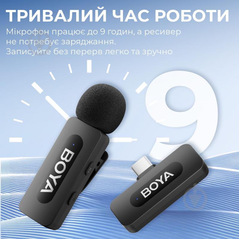 Микрофон петличный Boya беспроводной Type-C Black (BY-V10) - фото 7 Микрофон петличный Boya беспроводной Type-C Black (BY-V10) - фото 7