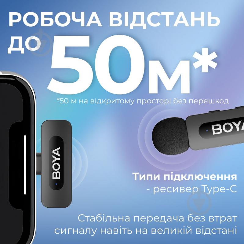 Микрофон петличный Boya беспроводной Type-C Black (BY-V10) - фото 8 Микрофон петличный Boya беспроводной Type-C Black (BY-V10) - фото 8