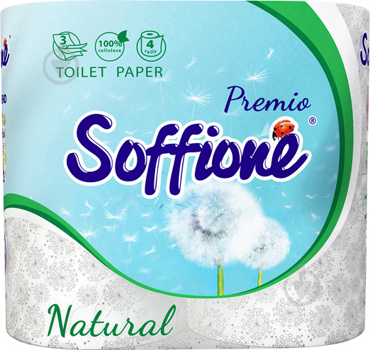 Туалетний папір Soffione Premio Natural тришаровий 4 шт. - фото 1