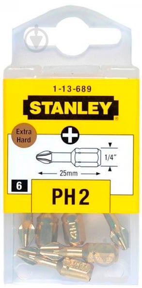 Насадка Stanley отверточная "Philips" PH2 х 25 мм "GOLD" 6 шт. 1-13-689 - фото 1