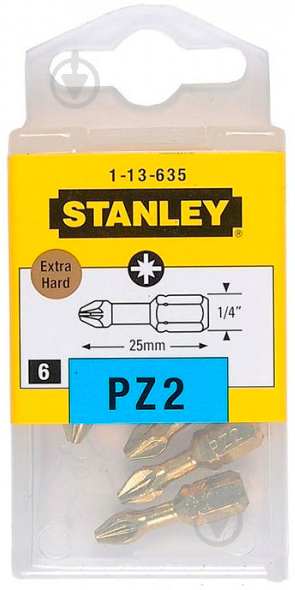 Насадка Stanley викруткова "Pozidriv" PZ2 х 25 мм "GOLD" 6 шт. 1-13-635 - фото 1