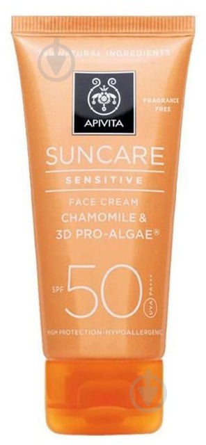 Крем солнцезащитный Apivita с ромашкой и комплексом 3D Pro-Algae Face Suncare SPF 50 50 мл - фото 1