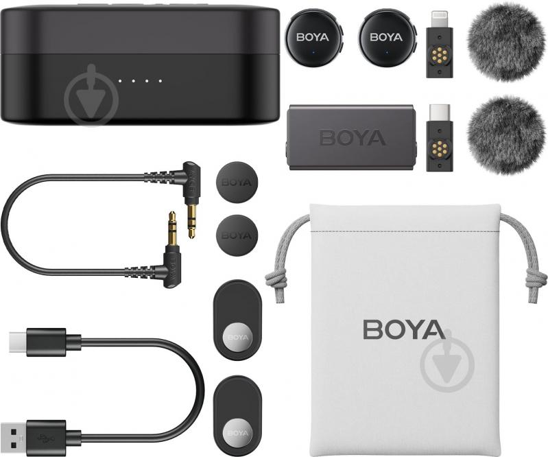 Мікрофон петличний Boya LINK 3-01 Type-C/TRS/Lightning Black (LINK 3-01) - фото 2