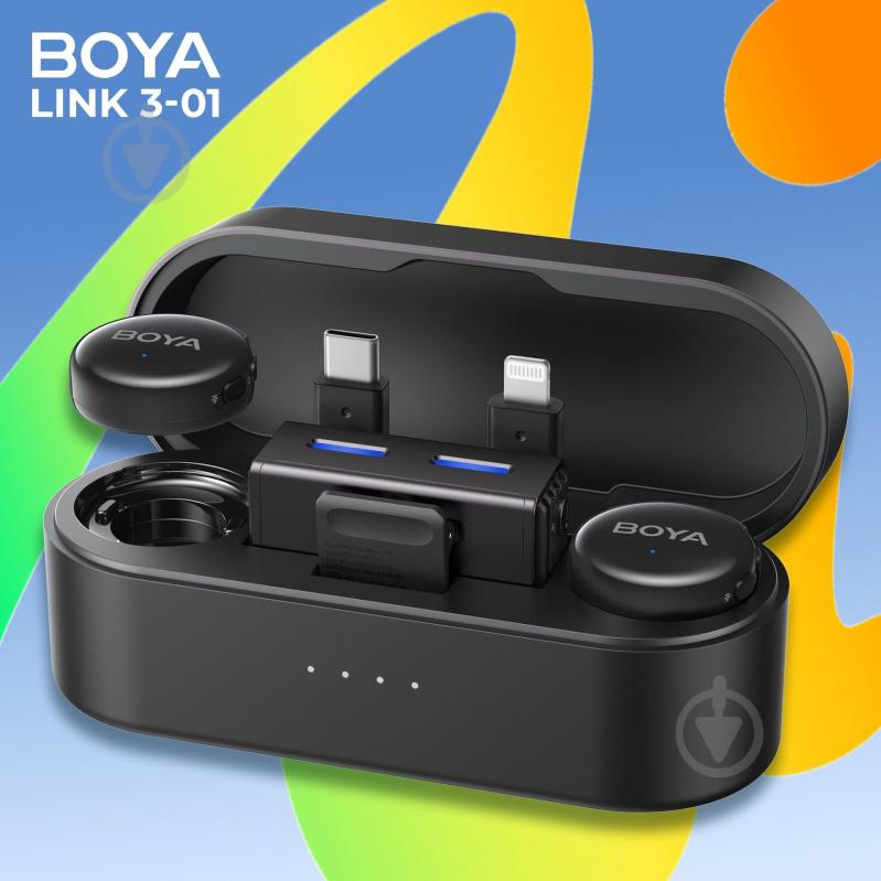 Мікрофон петличний Boya LINK 3-01 Type-C/TRS/Lightning Black (LINK 3-01) - фото 6