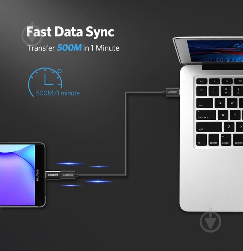 Адаптер UGREEN US157 USB Type-C to microUSB OTG Adapter черный (30391) - фото 4