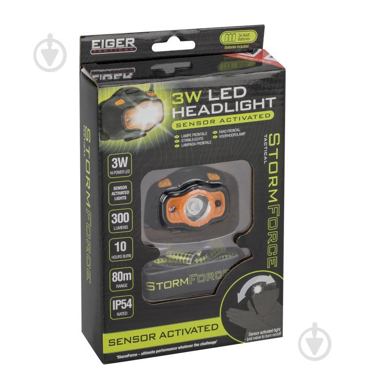 Фонарик на голову Summit StormForce Eiger Sensor 3W черно-зеленый - фото 3