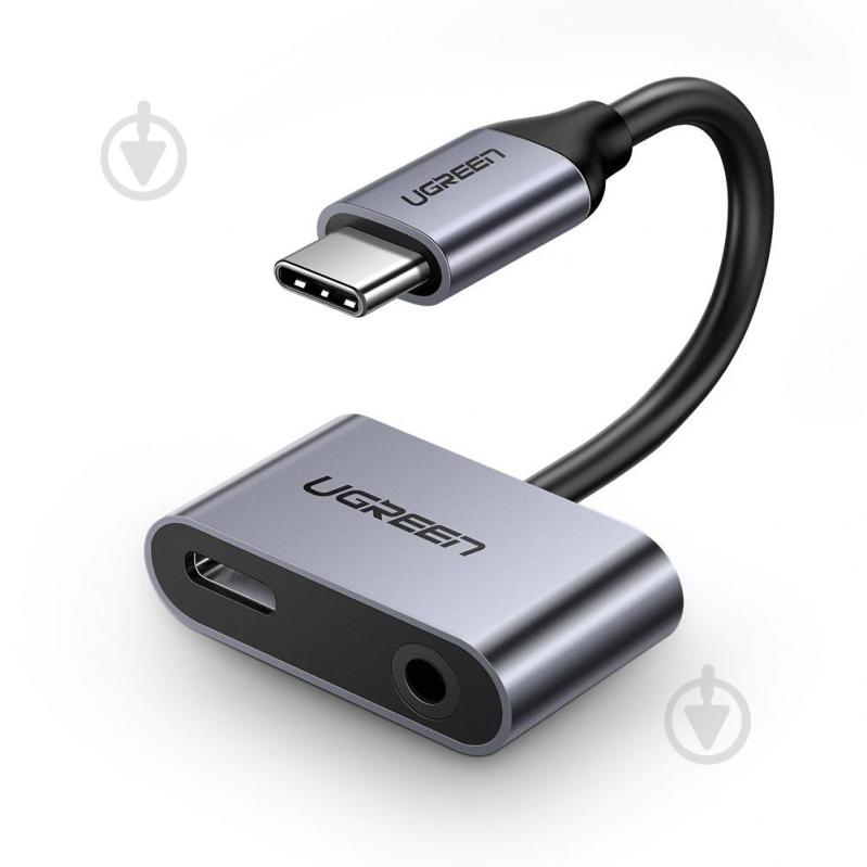 Перехідник UGREEN CM193 2 Ports USB Type-C Hub + 3.5mm Audio 0,1 м сірий (50596) - фото 1