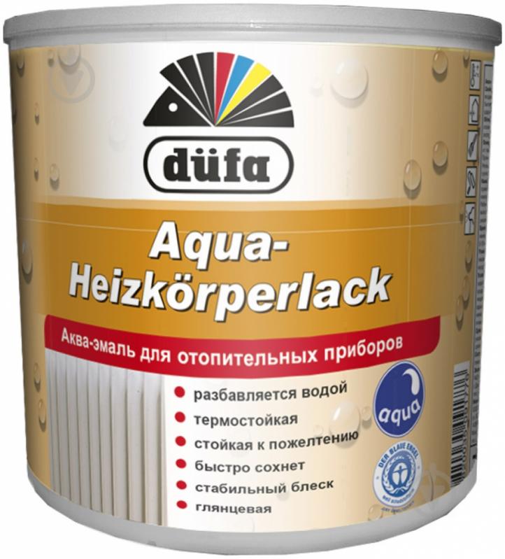 Акваемаль Dufa для радіаторів Aqua-Heizkorperlack білий глянець 0,75 л - фото 1