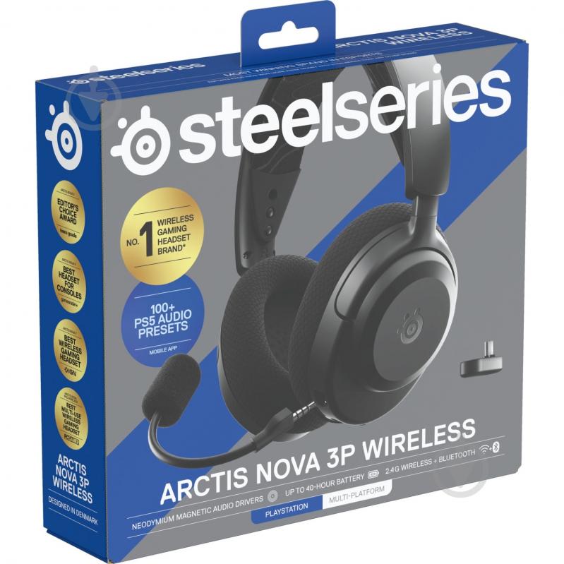 Гарнитура игровая SteelSeries Arctis Nova 3P Wireless black (61686) - фото 5 Гарнитура игровая SteelSeries Arctis Nova 3P Wireless black (61686) - фото 5