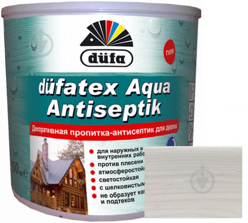 Просочувач Dufa dufatex Aqua Antiseptik білий шовковистий глянець 0,75 л - фото 1