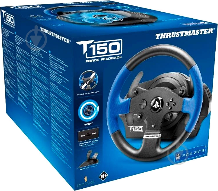 Игровой руль Thrustmaster 150 Force Feedback Official Sony licensed black/blue - фото 6