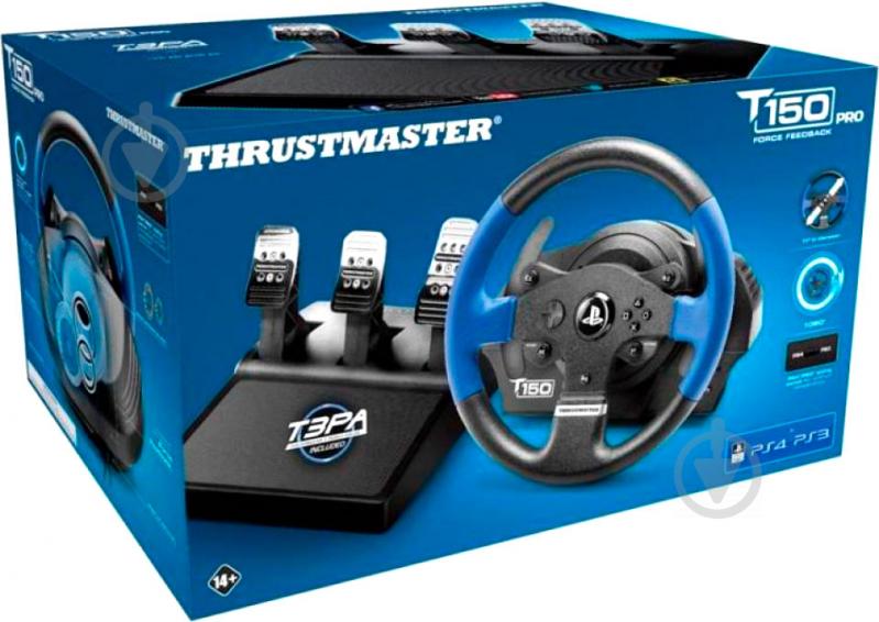 Игровой руль Thrustmaster T150 RS PRO Official PS4™ licensed black/blue - фото 8