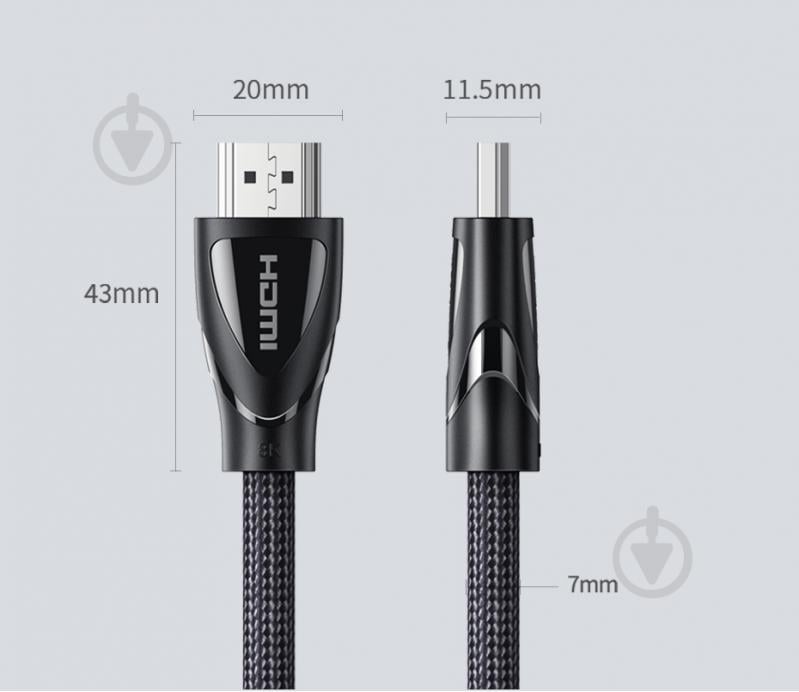 Кабель UGREEN HD140 HDMI Cable with Braided 1 м чорний (80401) - фото 4