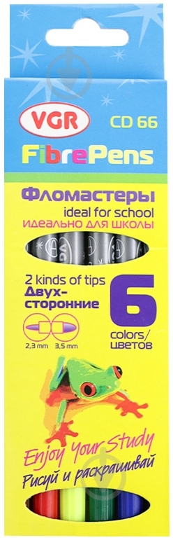 Фломастеры двусторонние 6 шт VGR VGR - фото 1 Фломастеры двусторонние 6 шт VGR VGR - фото 1