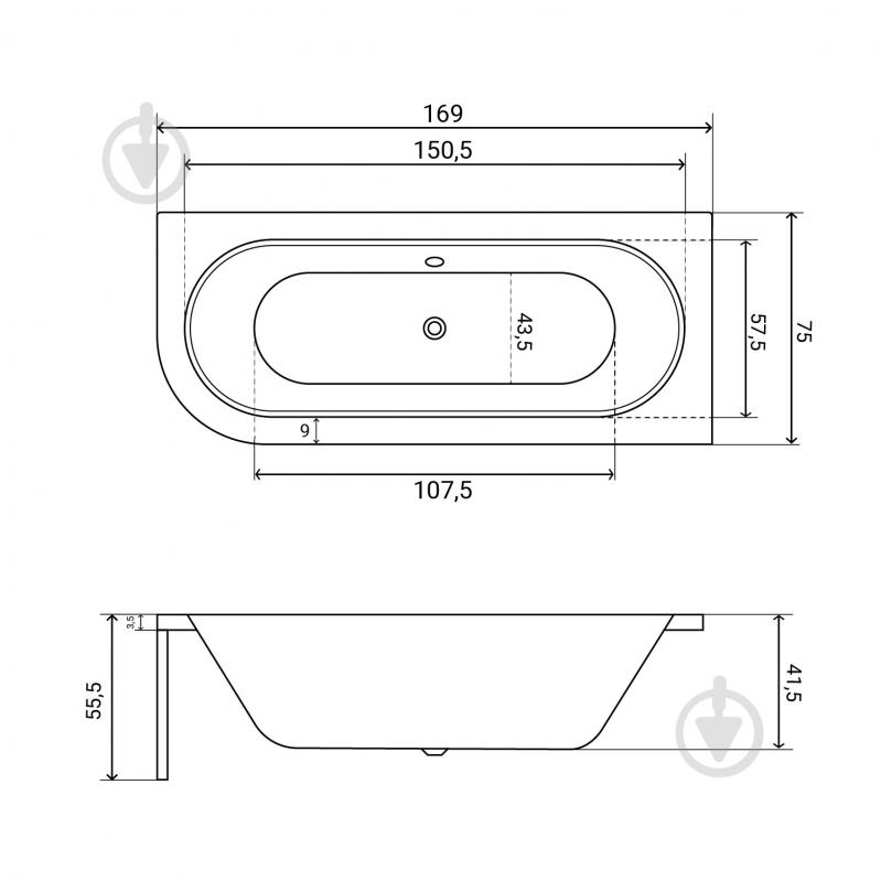 Ванна акриловая Helmken MarbellaLux YS92285305 169х75 см комплект 4 в 1 - фото 2 Ванна акриловая Helmken MarbellaLux YS92285305 169х75 см комплект 4 в 1 - фото 2