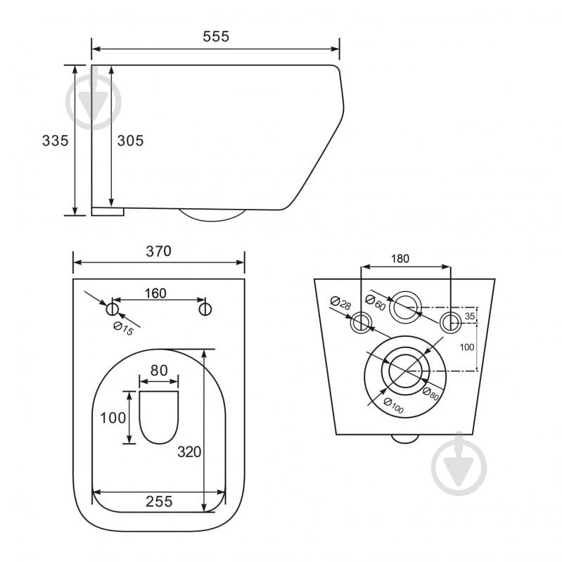 Унітаз підвісний Imprese SKALA TWIST NEW, 55*37*33см, сидіння Duroplast SLIM slow-closing - фото 3
