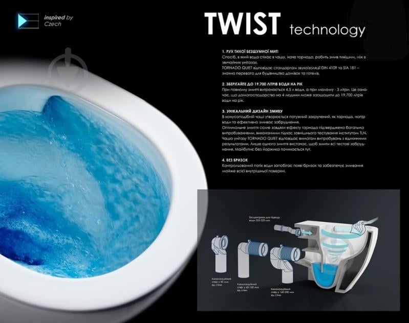 Унітаз підвісний Imprese SKALA TWIST NEW, 55*37*33см, сидіння Duroplast SLIM slow-closing - фото 2