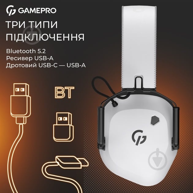 Наушники GamePro Genesis Mercury Pro 3-Mode white (HSW120W) - фото 10 Наушники GamePro Genesis Mercury Pro 3-Mode white (HSW120W) - фото 10