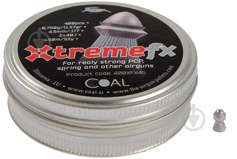Пули пневматические Coal Xtreme FX 4,5 мм 0,75 г 400 шт. - фото 