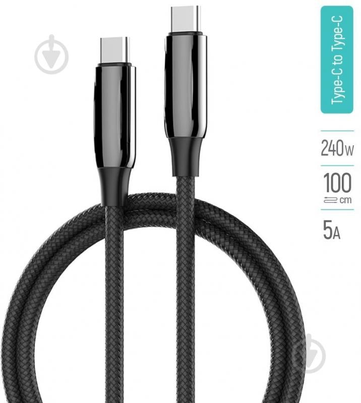 Кабель ColorWay Type-C - Type-C (PVC+Aluminum Alloy) (PD Fast Charging 240W) 5А 1 м черный (CW-CBPDCC069-BK) - фото 6 Кабель ColorWay Type-C - Type-C (PVC+Aluminum Alloy) (PD Fast Charging 240W) 5А 1 м черный (CW-CBPDCC069-BK) - фото 6