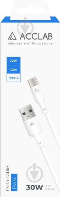 Кабель Acclab PwrX 28W USB to Type-C 1,2 м белый (1283126559532) - фото 5