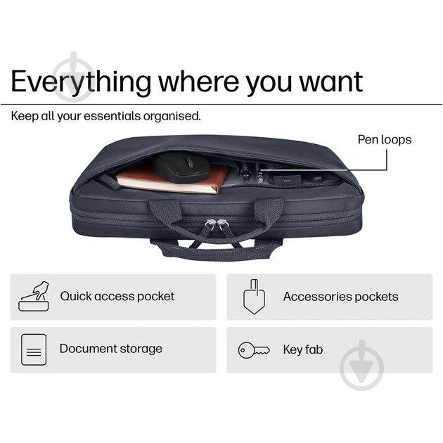 Портфель HP Everyday 14" grey (A08JSAA) - фото 9 Портфель HP Everyday 14" grey (A08JSAA) - фото 9